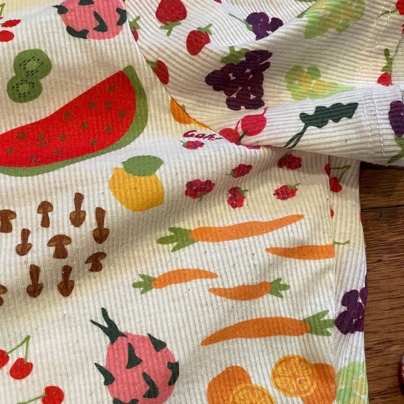 Lisa says gah fruit print cropped wrap tie waist top size L - Picture 2 of 7